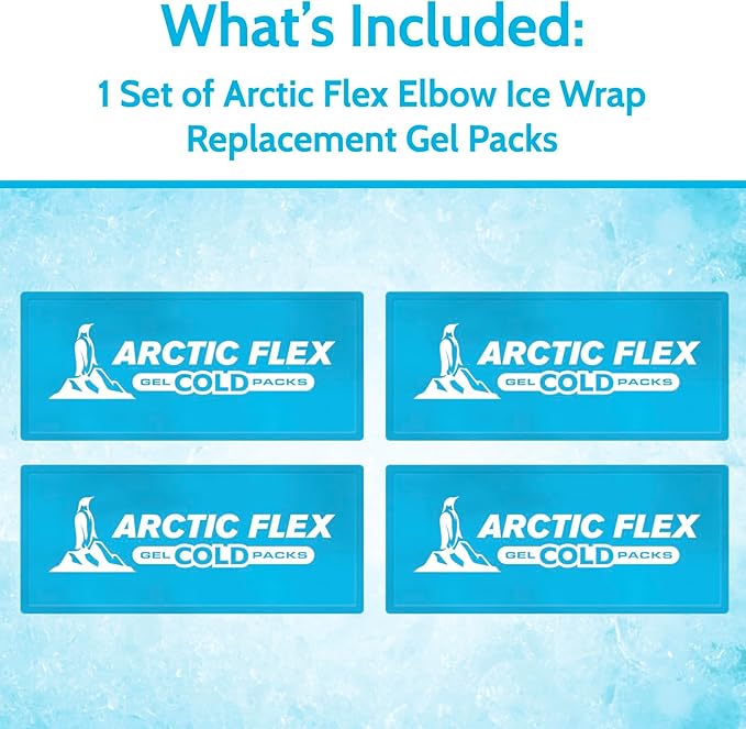Arctic Flex Gel Replacement Packs - Ice Packs Reusable for Elbow Ice Brace - Hot and Cold Gel Ice Pack for Injuries, Pain Relief, Swelling - Flexible Therapy Compression Wrap - Athletic Women, Men