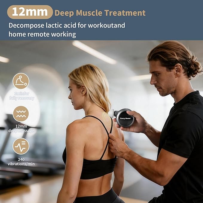 Fancy Home® Mini Massage Gun - Small Titan | Palm-Sized Deep Tissue Massager Gun, Unique Small Hand Massager for Circulation, Cordless Powerful 3200 RPM | Ultra Quiet | Travel Friendly & Gift Ready