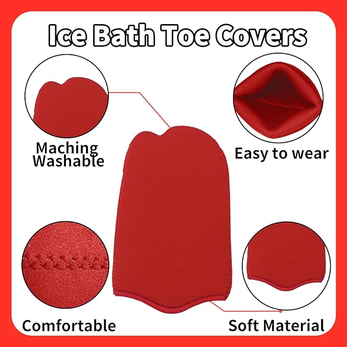 2 Pairs Ice Bath Toe Socks, Cold Plunge Toe Covers, Ice Bath Toe Booties Cold Plunge Toe Booties, Cold Plunge Tub Accessories, Reusable Neoprene Toe Warmers for Cold Plunge at Home