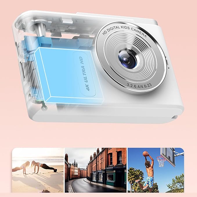 Digital Camera 48MP 4K Vlogging Camera with 2.4 Inch Screen 16X Digital Zoom Compact Camera for Teens Beginner Adult (Silver)
