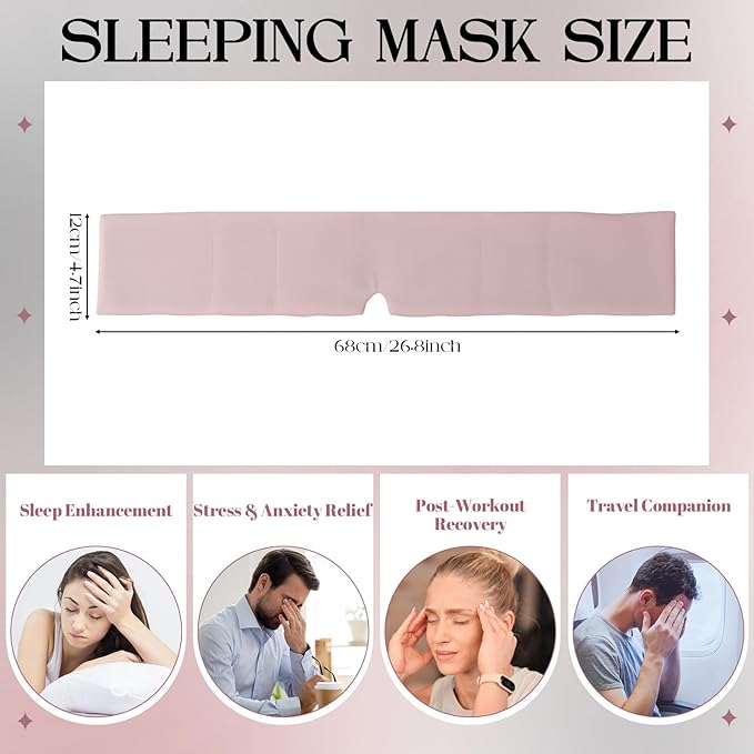 Bonuci 2 Pcs Weighted Eye Mask for Sleeping Soft Blackout Gravity Sleep Mask Gentle Pressure Eyes Cover with Adjustable Elastic for Men Women Side Sleeper Night Work Nap Travel Gifts