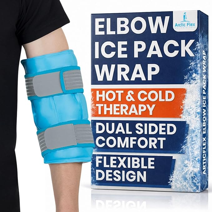 Arctic Flex Elbow Ice Pack Wrap for Tendonitis & Tennis Elbow - Reusable Hot & Cold Brace Sleeve for Women & Men - Gel Ice Pack for Golfer's Elbow, Bursitis, Swelling & Post-Surgery Recovery