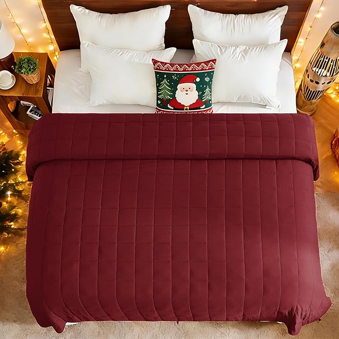 yescool King Size Weighted Blanket for Adults (20 lbs, 80” x 87”, Red) Cooling Heavy Blanket for Sleeping Perfect for 190-210 lbs, Breathable Blanket for Adults & Couple All Season, Machine Washable