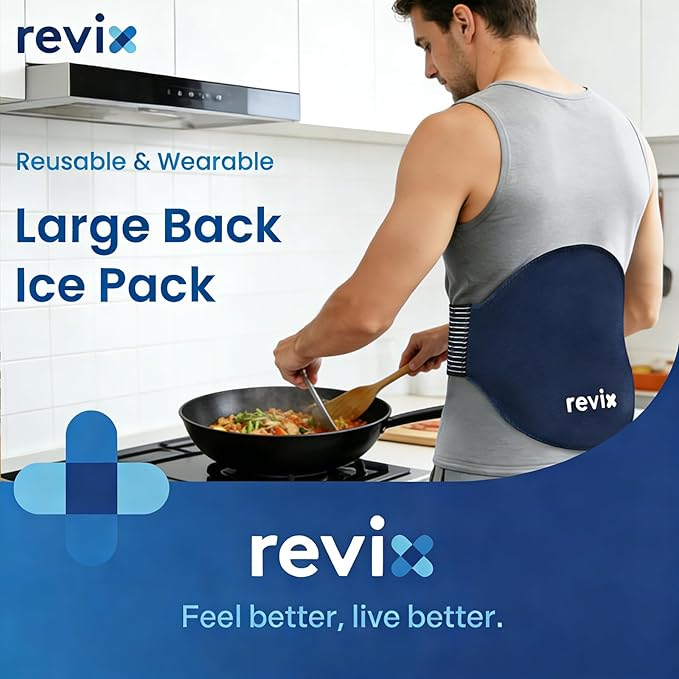 REVIX Extra Large Ice Pack for Back, 2 Packs, Reusable Gel Ice Pack Wrap for Lower Back, 13.4” x 11”, Cold Compress Therapy for Waist, Lower Lumbar, Tailbone Discomfort Relief, Muscle Relaxation