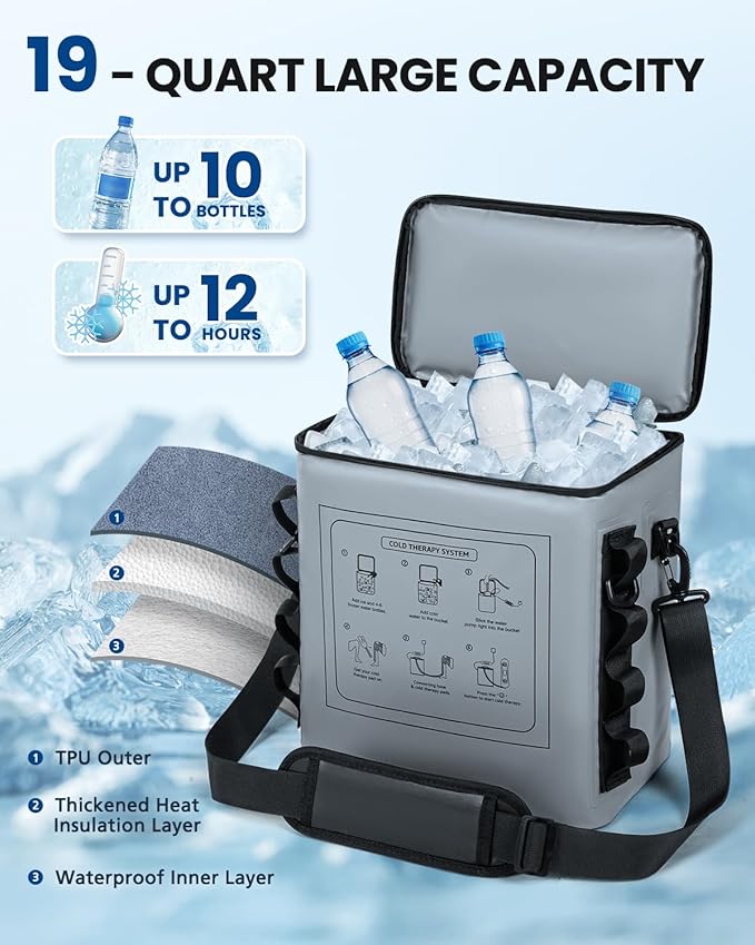 Cold Therapy Machine with Timer, Portable Ice Machine for Knee After Surgery, Knee Replacement Recovery System with Compression Pad for Shoulder, Hip and Ankle-Gary