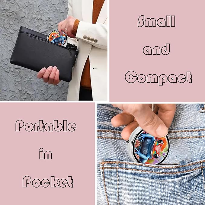 Metal Pill Organizer - 3-Compartment Mini Round Pill Case for Pocket & Purse, Portable Vitamin Holder, Easy-Open Design for Travel - Colorful Frog