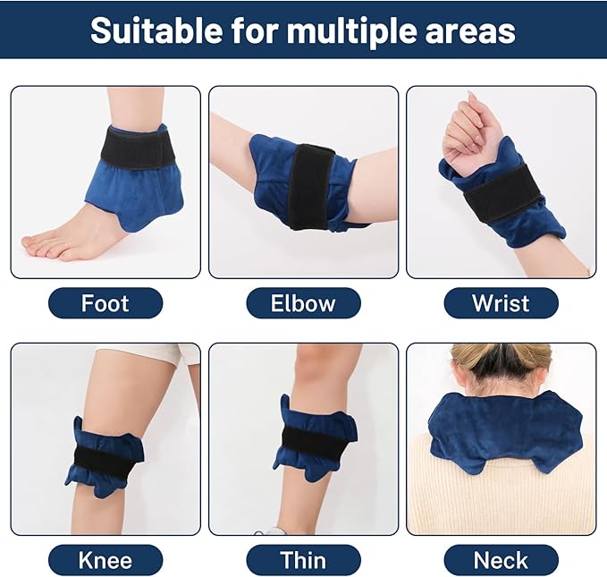 Adjustable Ankle Ice Pack Wrap for Sprained Relief, Ice Pack for Ankle Inuries Reusable, Cold Therapy for Ankles Swelling, Plantar Fasciitis, Achilles,tendonitis, and Swelling Feet,Microwaveable 2PCS