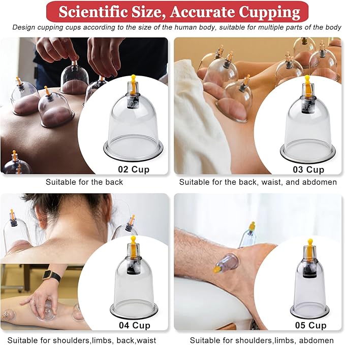 Cupping Set, 19 Cups Cupping Kit for Massage Therapy, Cupping Therapy Set with Pump for Back Massage, Pain Relief, Physical Therapy