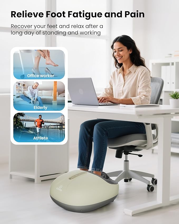COMFIER Shiatsu Foot Massager with Heat,Compression, Kneading & Rolling, Electric Feet Massager for Plantar Fasciitis, Foot Warmer Size Up to 15", Gift for Men Women