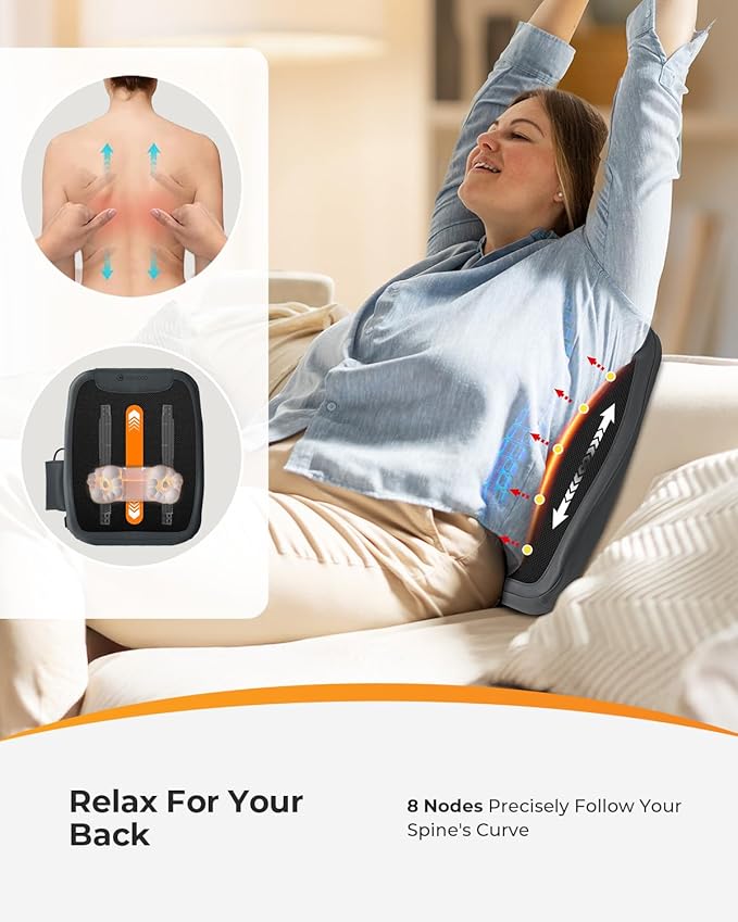 CooCoCo Shiatsu Back Massager for Pain Relief Deep Tissue, FSA Eligible, HSA Lower Back Massager with Heat, 4D Rolling Up and Down Back Massage, 2X Larger Heating Area and Faster Heating(Corded)