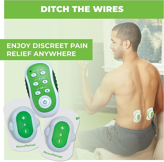AccuRelief Wireless TENS Unit with Remote Control, TENS Pain Relief Device and Muscle Stimulator, for Back Pain, Neck Pain, Arm and Leg Pain