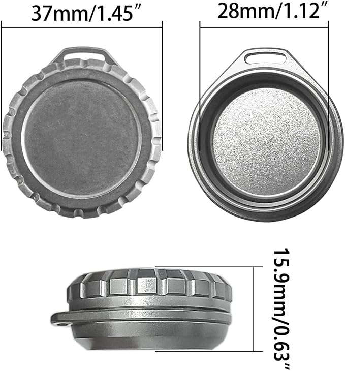 Titanium Waterproof Pill Case Travel Pill Organizer Bottle EDC Capsule Container Portable Pocket Metal Box with Chain for Camping, Hiking, Fishing, Magnetic Polishing
