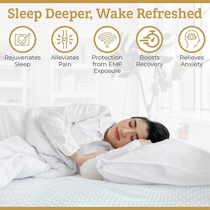 Grounding Sheets Queen Size - Organic Cotton & Silver Fibre Earthing Sheets for Bed - Grounding Rod & Cord Included for Indoor or Outdoor Use