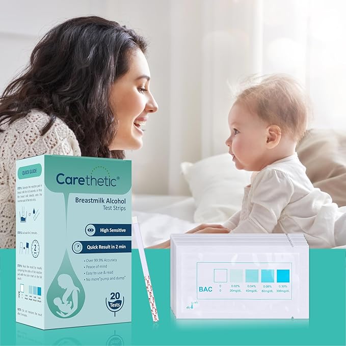 Alcohol Test Strips for Breastmilk, High Sensitivity for Alcohol Detection with Accurate Results at Home - Individually Sealed Pack, Quick Result in 2 Min (20-Pack)