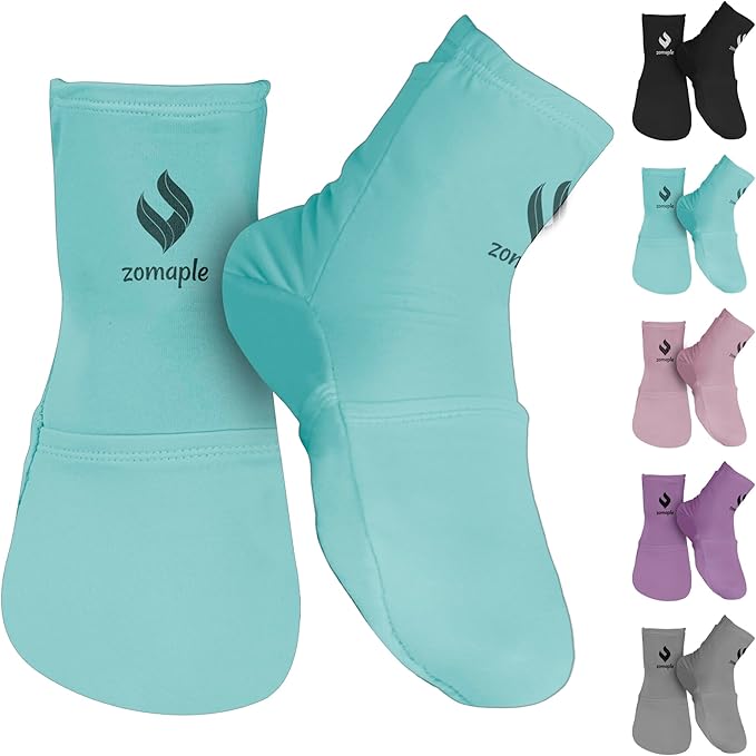 Zomaple Cold Therapy Socks for Feet with 2 Reusable Gel Ice Packs, Cooling Socks for Hot Feet & Swelling Relief, Adjustable Compression Ice Pack Wrap for Plantar Fasciitis, Neuropathy & Foot Pain