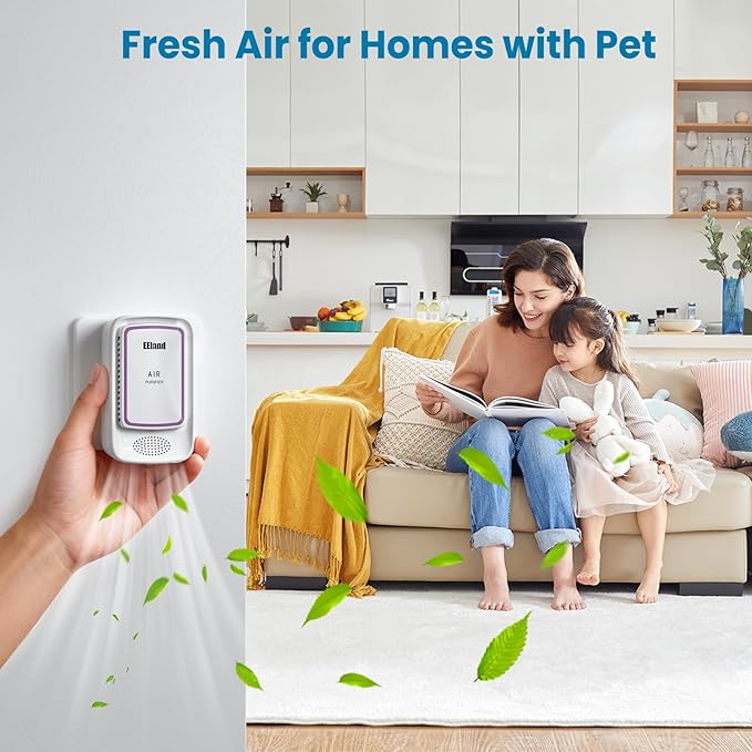 Air Ionizer for Home - Plug In Negative Ion Generator, Quiet Filterless Air Cleaner for Bedroom, Bathroom, Office & Kitchen, Compact Air Freshener for Smoke, Dust and Pet Odors