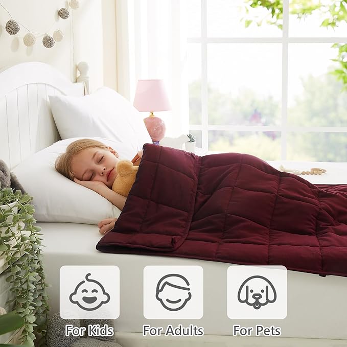 L'AGRATY Weighted Blanket - 36"x48" 5lbs Cooling Breathable Heavy Blankets Microfiber Material with Glass Beads for Adult All-Season Summer Fall Winter Soft Thick Comfort