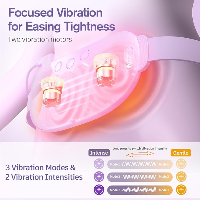 Comfytemp Portable Belly&Back Heating Pad for Period Cramps, FSA Eligible HSA Menstrual Cordless Abdominal Massager, Electric Wearable Rechargeable Belt with 3 Heat 3 Vibration 2 Intensity, Women Girl