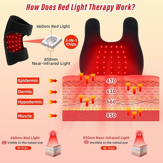 Red Light Therapy Knee Brace, Cordless 660nm 850nm LED Infrared Redlight Therapy Pad for Knee Joint Elbow Shoulder with 3000mAh Rechargeable Controller