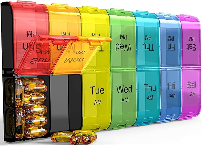 （2 Pack Set） Colorwing Extra Large Pill Organizer 2 Week Solution