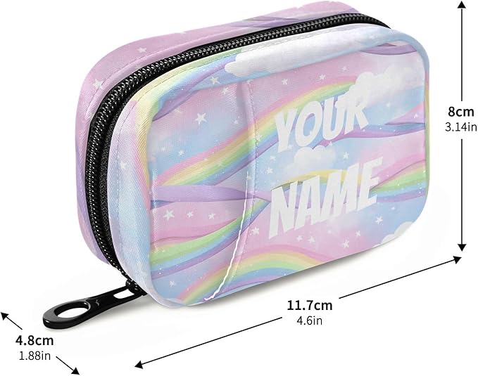 Portable Rainbow Sky Pill Case Travel Pill Organizer Zipper Pill Box to Hold Vitamins Large Capacity Medicine Bag, Travel Pill Box Pouch with Customized Name