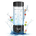 Hydrogen Water Bottle - Portable Rechargeable Water Bottle with LED Timer, Aluminum and Glass, 5000 PPB Hydrogen Production, Gift for Husband Wife Father Friend Client (Black, 11.6Oz)