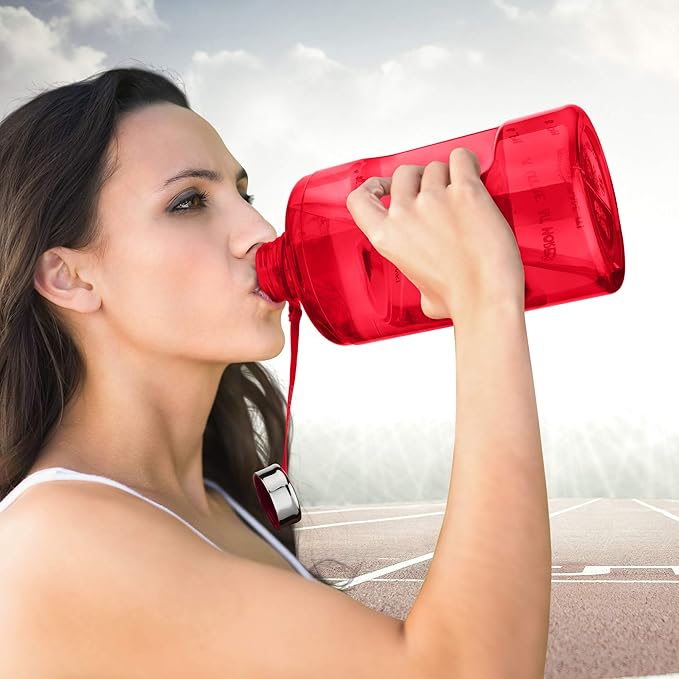 NatureWorks HydroMATE 1 Gallon Motivational Water Bottle with Times to Drink for the Day BPA Free Reusable Big Water Bottle with Handle 1 Gallon Water Bottles with Time Marker 128 oz