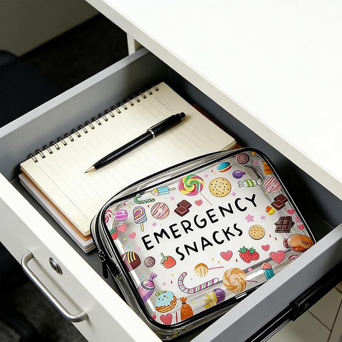 Emergency Food Storage Snack Bags for Women Travel Makeup Bag Organiser Organizer Pouches for Daughter Niece Birthday Gift Clear Cosmetic Bag with Zipper Emergency Snacks Pouch for Travel Accessories