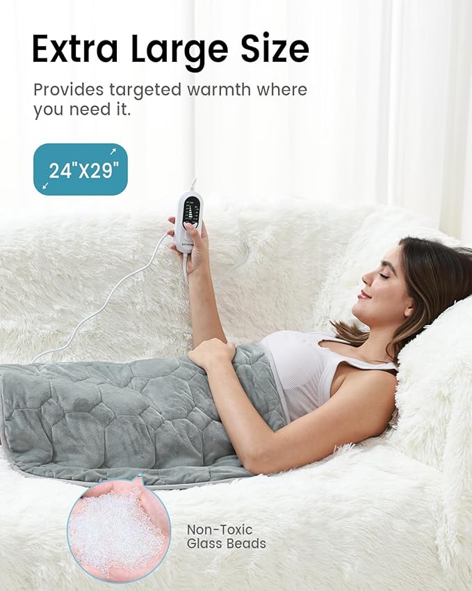 immtree Weighted Heating Pad for Deeper Pain Relief, 5lbs XXXL Size(29x24) with Fast Heat Technology, Heated Blankets for Adults, Relief for Back and Shoulder and Knee