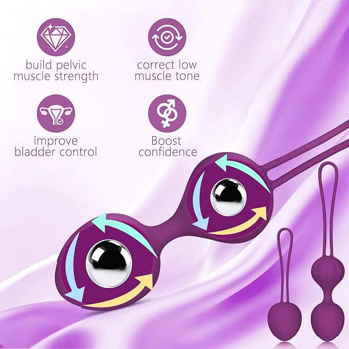 4 Kegel Balls for Women Tightening Exercise Set, Different Kegel Weights for Pelvic Floor Muscle, Pelvic Floor Trainer System for Beginners & Advance (Purple)