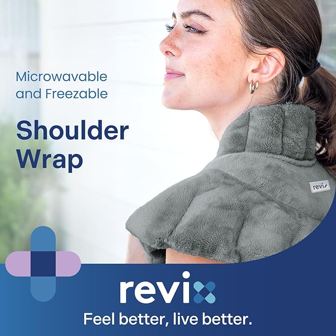 REVIX Microwave Heating Pad for Neck Shoulders with Moist Heat, Heated Neck Wrap for Muscle Tension and Discomfort, Weighted Microwavable Heating Pad for Multiple Body Parts, Scented, Darkgray