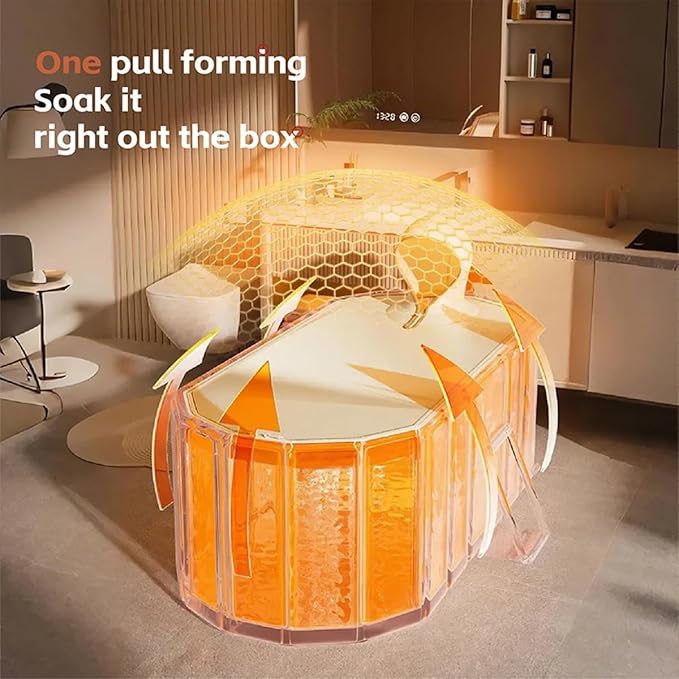 Foldable Bathtub for Adult Large 47'in Collapsible tub Portable Bathtub for Bathroom Folding SPA Tub for Shower Stall, Ideal for Small Spaces (Polka dot, XL: 47"L x 33.8"W x 19.5"H)