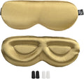 PROMEED 23 Momme Mulberry Silk Sleep Mask - Ultra Soft No-Pressure 3D Contoured Eye Mask with Eye Cups, Adjustable Blackout Sleeping Mask for Women & Men (Gold)