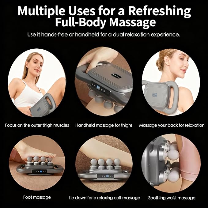 24-Head Deep Tissue Massage Gun Set – Portable Percussion Massager with 9 Modes & 9 Intensities, Quiet Rechargeable Handheld Body Massager (Gray)