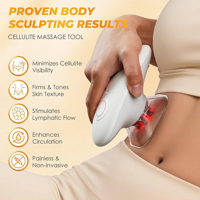 3-in-1 Cellulite Massage - Body Sculpting Machine Home Use Cupping Therapy Tool for Belly, Arms, Legs, Waist - 2 Modes Portable Skin Tightening Device -1Pack