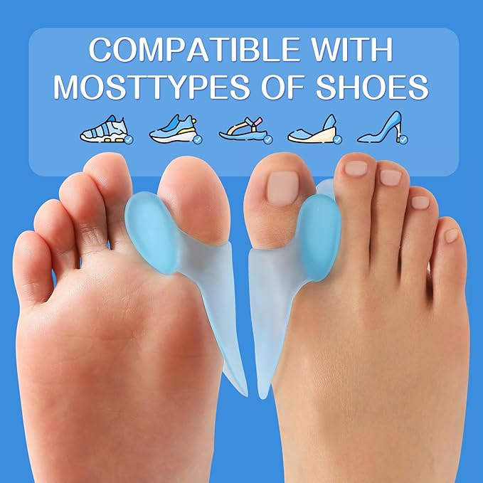 Bunion Cushion Protector, 10 Packs of Bunion Corrector Pads with Separator for Big Toe, Gel Shield for Foot Pain Relief, Calluses, Corns - Blue
