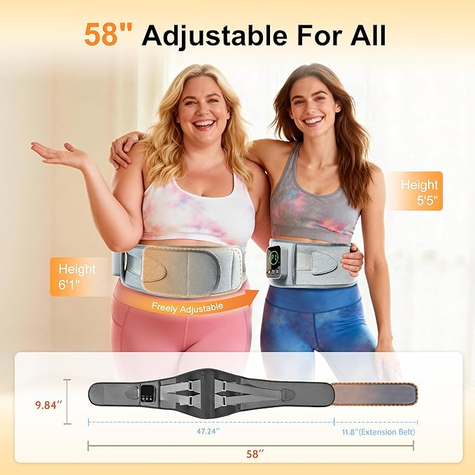 Graphene-Infused Cordless Heating Pad with Massager for Back, 5000mAh Rechargeable Portable Lower Back Massager with 3 Heat 3 Vibration with 20/30/40 mins Timer Options, Gifts for Women Men Mom Dad