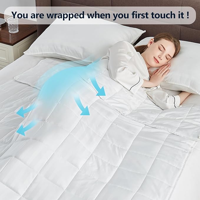 Weighted Blanket Queen Size (60"x80" 17lbs),Ultra Soft and Cozy Cooling Weighted Blanket Queen Size for Adult,Heavy Blanket with Machine Washable Soft Blanket, White