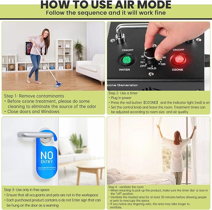 0zone Generator for Water & Air - O3 Air Purifier for Home & Car, Ozone Machine Odor Removal for Smoke & Pet (Black)