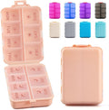 New Foldable & Double Protection Portable Weekly Pill Organizer 2 Times A Day with Etched Labels, AM PM 7 Day Week Medicine Box, Daily Travel Pill Case Holder Dispenser for Vitamin, Supplement - Pink