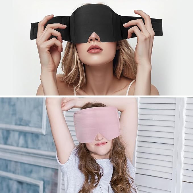 FRESHME Weighted Sleep Mask for Women - Pink Oversize Large (0.7lb/11oz) Cotton Heavy Blackout Face Eye Mask Cover Pillow with Nose Pad for Men Women Deep Sleeping Night
