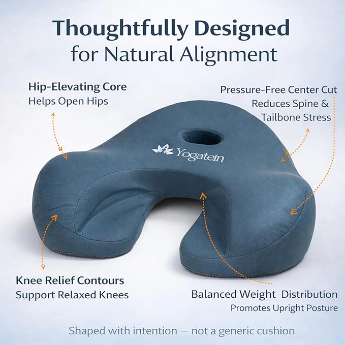 Ergonomic Meditation Cushion with Foot Rest & Carry Strap – Large Floor Cushion for Adults – Meditation Seat & Yoga Cushion for Mindfulness, Sound Healing & Reiki