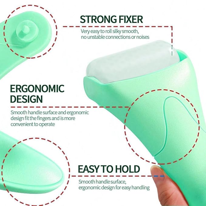 Ice Roller for Face, Face Roller-Cold Massage Stick for Cooling and Calming Puffiness Wrinkles Fine Lines - Skin Care Tools- Self Care Gifts for Women Men (Light Green)