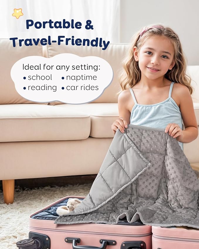 Kivik Weighted Lap Pad, Minky Dots Small Weighted Blanket 2lbs, 20"x30", Ultra-Soft Weighted Throw Blankets, All-Season Cozy Breathable Mini Lap Blanket for Calming and Better Sleep, Washable, Grey