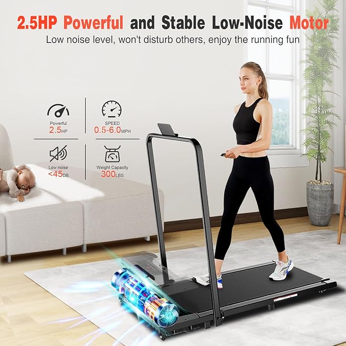 Walking Pad, 3.0HP Walking Pad Treadmill with Handle Bar, 3 in 1 Portable Under Desk Treadmills for Home,Foldable Treadmill for Small Space,Compact Home Treadmills with Remote Control,300LBS Capacity