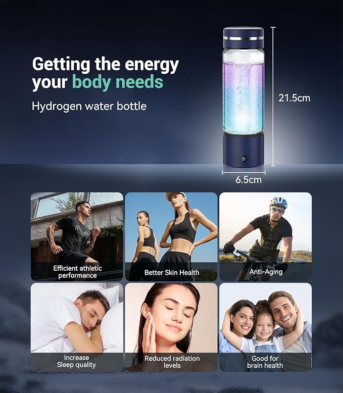 5.0 Upgrade 4000PPB High Concentration Hydrogen Water Bottle Generator【NO.1-24-Hour Hydrogen Lock】 SPE PEM Technology, Double Hydrogen Content for Post-Workout Recovery