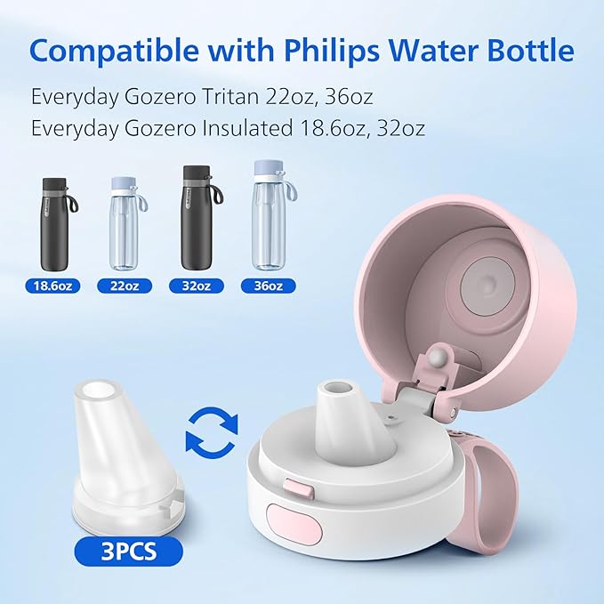 PHILIPS Water Bottle Mouthpiece Replacement for Everyday Gozero Water Bottle, 3 PCS BPA-Free Food Grade Silicone Bite Valve Replacement Parts for Tritan Plastic Bottles and Insulated Bottles