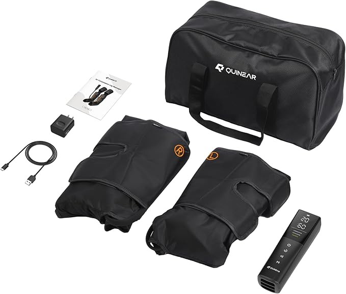QUINEAR Advanced Full Leg Air Compression Massage, Leg and Foot Massager with Remote, Foot Calf & Thigh Massager for Swollen Legs