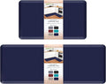 HappyTrends 2 PCS Kitchen Mat Cushioned Anti-Fatigue Floor Mat, Heavy Duty Ergonomic Comfort Foam Standing Mat, Waterproof Non-Slip Kitchen Rugs for Home, Office(17.3"x28"+17.3"x47",Navy)