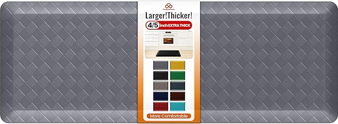 4/5 Inch Extra Thick Kitchen Mats for Floor,Non Slip Anti Fatigue Kitchen Rugs,Waterproof Stain Resistant Sink Mat,Cushioned Standing and Comfort Mats for Office (17"x47" Grey)